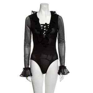 JONATHAN SIMKHAIV-Neck Long Sleeve BodysuitSize: S | US